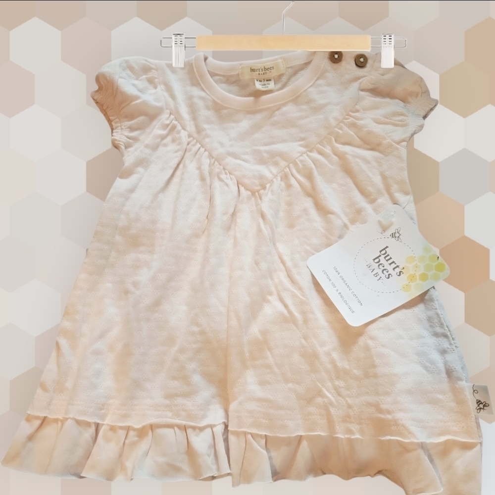Burt's Bees Baby Organic VERY Light Pink Dress - 0-3mos NWT